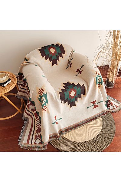 Choice 90x150cm Sucre Aztec Blanket, Oversized Boho Throw Blanket With Fringe, Southwestern Geometric Tapes