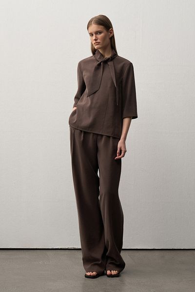 Mathilda By Çiğdem Bilici Women's Bitter Brown Lora Scarf Blouse