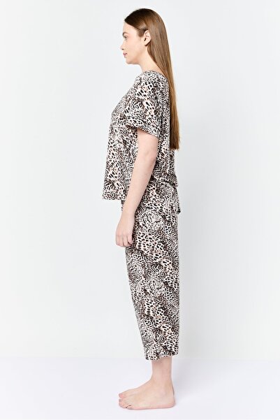 Anne Klein Women 2 Pieces Animal Print Pajama Set, Multicolor