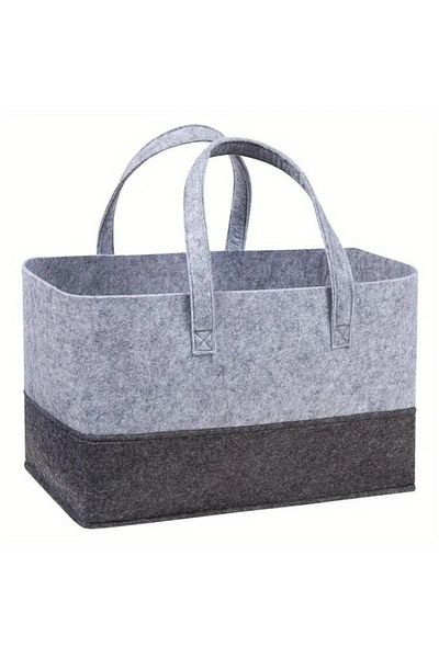 Choice Gray 1pc Felt Handbag Large Capacity Shopping Bag, Foldable Tote Bag For Toy Book Sundries Storage W