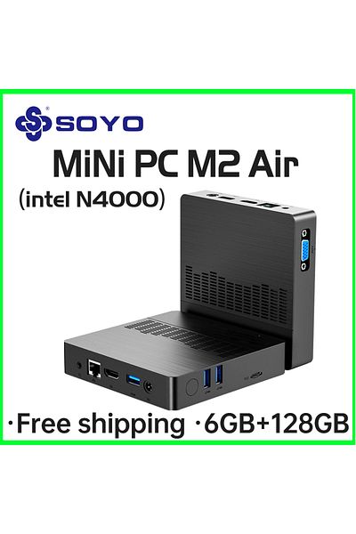 Choice M2 Air SOYO Mini PC Gaming Desktop M2Air 6GB RAM SSD 128GB CPU Intel N4000 Windows 11 Pro miniPC Gam