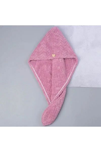 Choice Purple Wheat Ears Dry Hair Cap Coral Velvet Cute Bear Buckle Soft And Comfortable Simple Water-Absor
