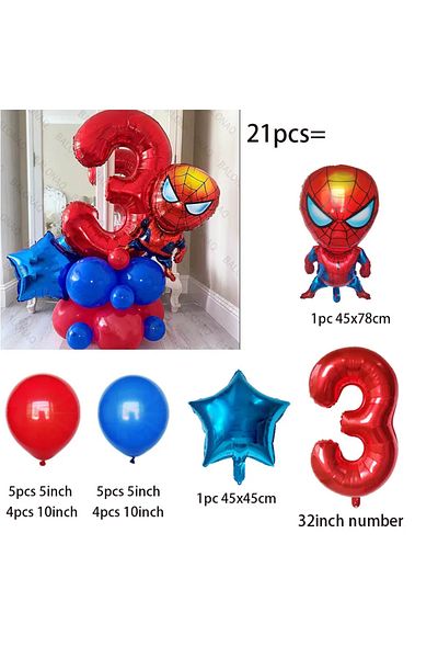 Choice as picture 3 21pcs Stand Spiderman Foil Balloon Set Children‘s Birthday Party Decoration Baby Shower