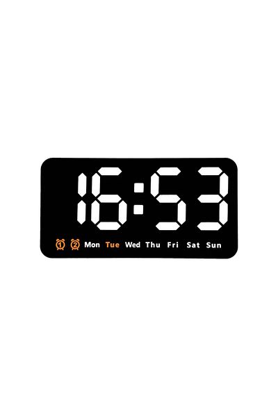 Choice White Voice Control Large Digital Wall Clock Temperature Date Week DST Snooze Table Clock 12/24H Dua