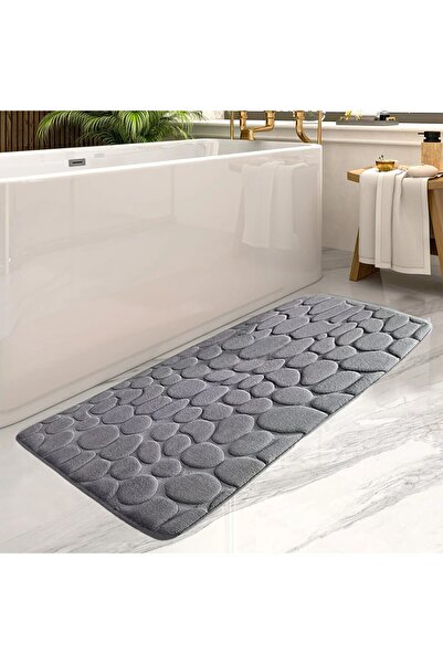 Choice سجادة أرضية حمام كبيرة رمادية مقاس 60 سم × 160 سم، سجادة حمام ماصة للم...