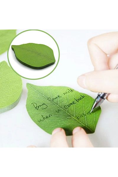 Choice 1 Pad 50 Sheets/pad Creative Green Leaf Shaped Sticky Notepad, Photo Wall Refrigerator Decoration St
