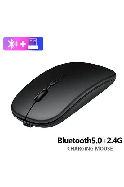 DUTRIEUX Black New Bluetooth Wireless Mouse USB Optical Rechargeable Mouse for Computer Laptop PC Macbook Gam