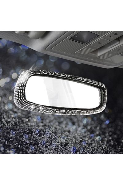 Choice black Diamond Inlaid Rearview Mirror Cover Interior Accessories Universal Diamond Rhinestone Car Mir