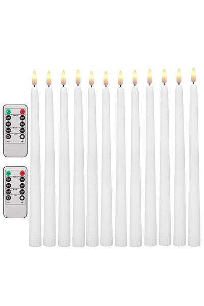 Choice 12Pc with Remote 6/24Pc LED Flameless Taper Candles 6.5/11"Tall Tapered Candle Battery Operated Warm