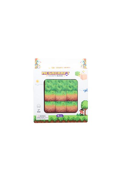Megacraft Magnetic Blocks Grassed Earth Pattern Block