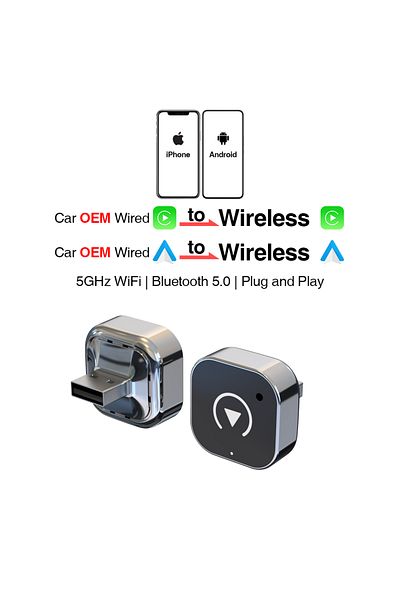grandnavi carplay dongle New Wireless CarPlay Android Auto Adapter USB Dongle Smart Mini Box Plug And Play Uni