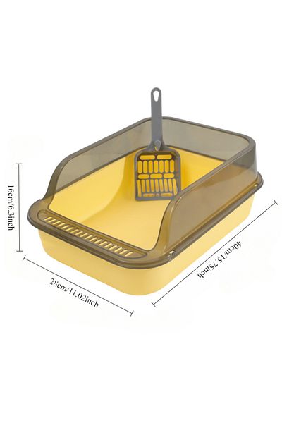Choice yellow Open Cat Sandbox High-Side Splashproof Cats Litter Box with Cleaning Tray Litter Large Capaci