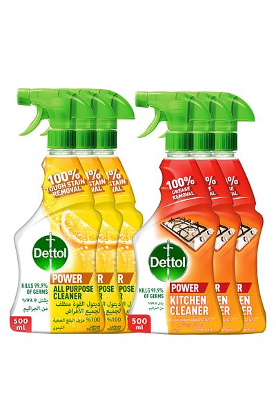 Dettol All Purpose Spray Lemon 500mlx3 Kitchen Cleaner Orange 500mlx3