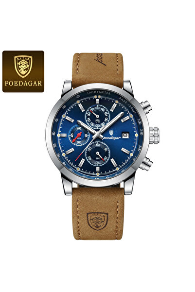 Choice ساعة رجالي رياضية فاخرة باللون الأزرق الفضي 932 مقاومة للماء وعصرية كر...