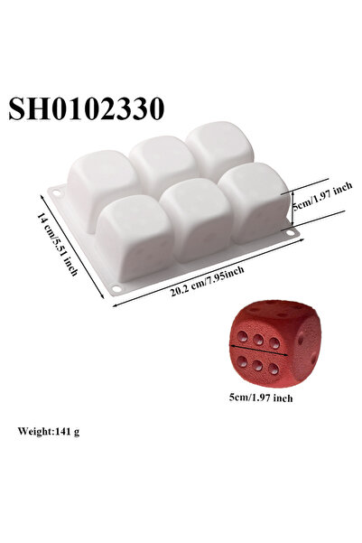 Choice SH0102330 قالب كيك موس مكعب 6 خلايا بتصميم النرد، قالب كيك سيليكون، لو...