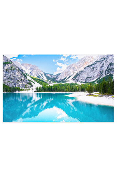 StoryGift Romania Tablou Canvas Peisajul Superb Al Lacului Braies, Cu Apele Sale Turcoaz Cristaline Si Muntii Alp