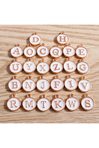 Choice 26 قطعة من حلي حروف المينا البيضاء ذات الوجهين لأساور المجوهرات المصنو...