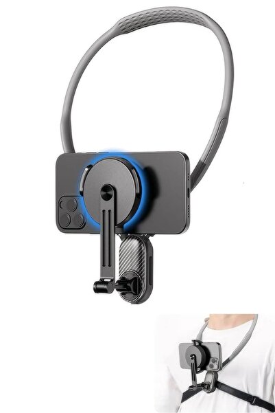 TEKNETSTORE Boyun Askılı Manyetik Telefon Tutucu Youtuber / Tiktok / Kalıcı Makyaj / Vlog / Pov Video Çekim