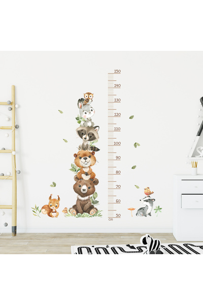 Choice ملصقات حائط من 3 قطع على شكل مسطرة ارتفاع حيوانات كرتونية من Ruller572...