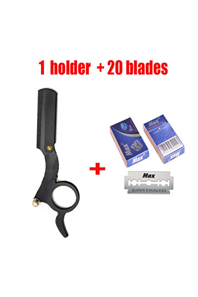 choice2 ماكينة حلاقة يدوية بإبهام و20 شفرة حلاقة مستقيمة لحية وحواجب للرجال ل...