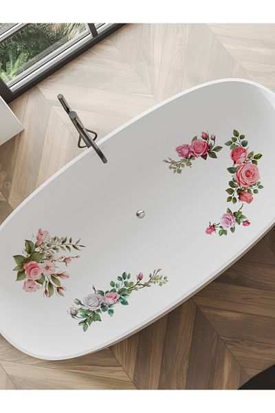 Choice YX-YGT-011-QQ 1PC, multi-color rose flower pattern waterproof and non-slip self-adhesive bathroom wa