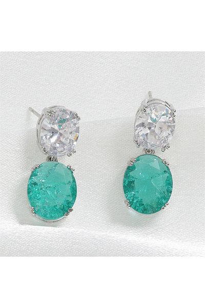 Choice Green A ZAKOL Romantic Light Blue Zircon Earrings for Women Girls Shiny Geometric Water Drop Crystal