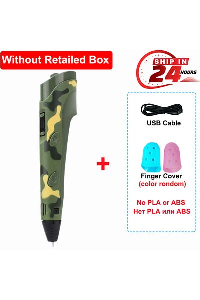 JuniorCare Camo No Pla 3d Pen Diy Drawing Pen With Lcd Screen Compatible Pla Abs Filament Toys Safe Paiting For