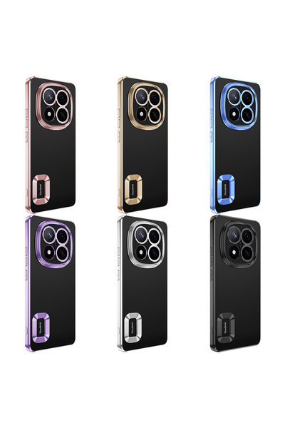 m.tk moveteck Xiaomi Redmi Note 14 Pro Plus Kılıf Tam Kamera Korumalı Metalik Renkli Kenar Yumuşak Şeffaf Silikon