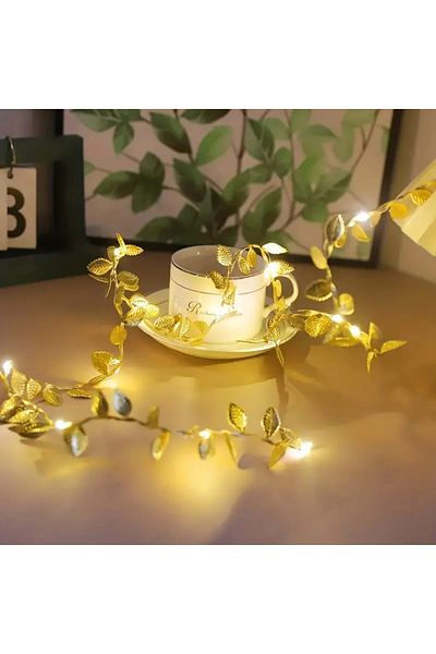 Choice 10M 100LEDs Golden Warm Light 20/50/100LEDs Golden Silver Tiny Leaves Fairy Light Battery Powerd Art