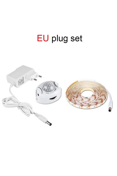 Choice 3m Warm White EU Plug Set Motion Sensor LED Strip Light DC 12V Waterproof Under Cabinet Lamp For Bed