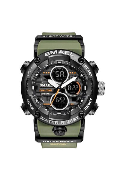 Choice ARMY GREEN SMAEL Watch Men Waterproof LED Digital Watches Stopwatch Big Dial Clock For Male 8038 Spo
