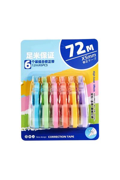 Choice 6PCS Correction Tape 6 Packs 72 meters In Total Affordable Packs Large Capacity Correction Tape Stud