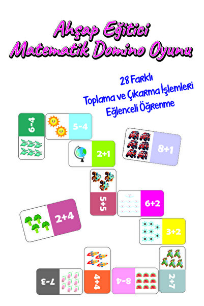 Ahşap Eğitici Matematik Domino Oyunu