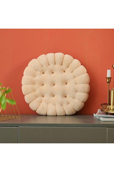 Choice 42x42cm Circular Beige INS Cookie Biscuit Cushion Soft Cute Throw Pillow Square Circle Thicken Seat