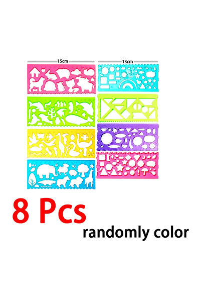 Choice مجموعة قوالب رسم هندسية مكونة من 8 قطع، قوالب رسم مسطرة، فنون وحرف إبد...