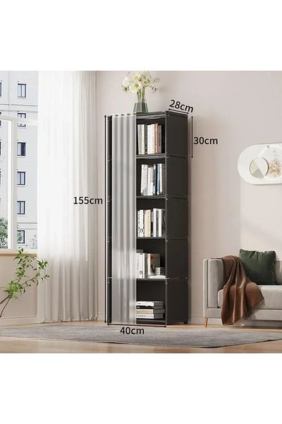 Choice Black-6layer 6/5 Layers Dustproof Wardrobe High Capacity Partition Bookshelf Bedroom Open Simple Ass