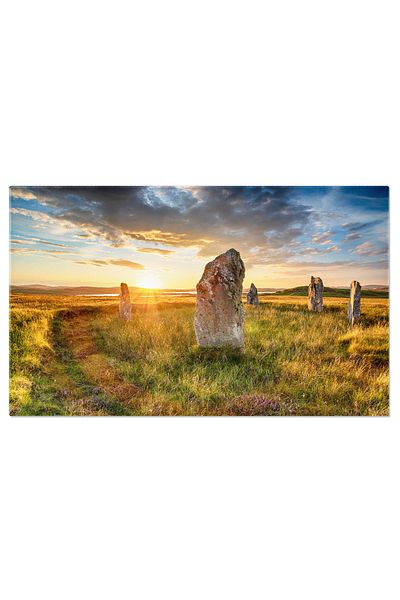 StoryGift Romania Tablou Canvas Apus Dramatic Peste Cercul De Piatra Ceann Hulavig Pe Insula Lewis Antic, Peisaj,