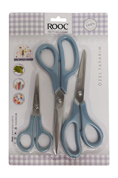 Rooc Çok Amaçlı 3'lü Makas Seti (Mavi)