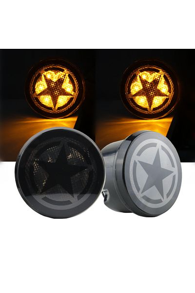 Choice Smoked LED Turn Signal Lights for Jeep Wrangler JK & Unlimited 2007-2018 Star Front Grill Indicator