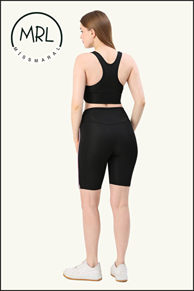 missmaral Women's Black High Waist Recovery Biker Shorts Short Sports Tights Lycra Diver Biker Tights 1043