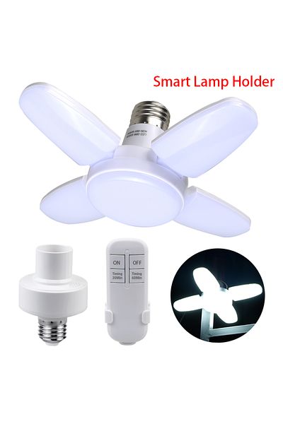 Vacamm Lamp Remote Kit Smart LED Bulb Fan Blade Foldable E27 220V 28W Remote Control Leaf Lamp Timing Funct