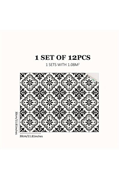 Choice DB-4T12P30-540-XM 12PCS Moroccan Style Black and White Pattern Floor S...
