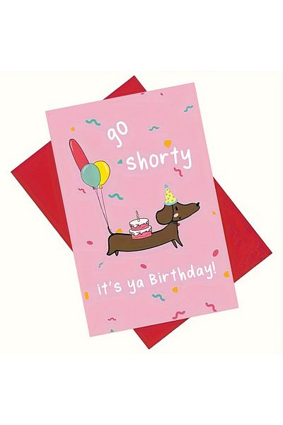 Choice 1pc Funny Sausage Dog Birthday Card with Envelope, Dachshund Happy Birthday Card, Humorous Greeting