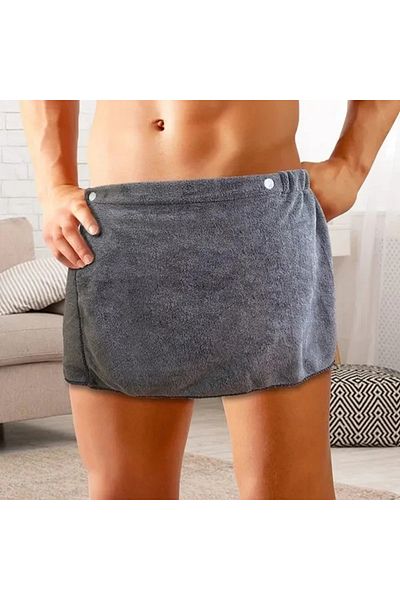 Choice Grey Men's Bath Towel Can Be Worn Japanese Shorts Style Homewear Beach Swimming Towel One Piece Butt