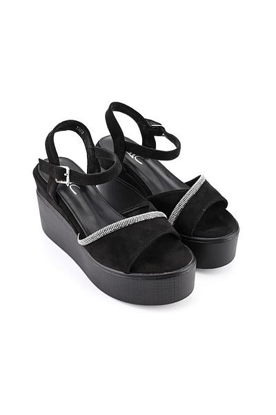 Tmall Sandale de dama,Cu platforma,Din Piele Ecologica Intoarsa,SA17,Negru