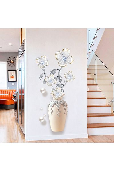 Choice Silver 1pc Elegant And Pure Four Lucky Grass Flowers Planting Wall, Bedroom, Living Room, Home, Self