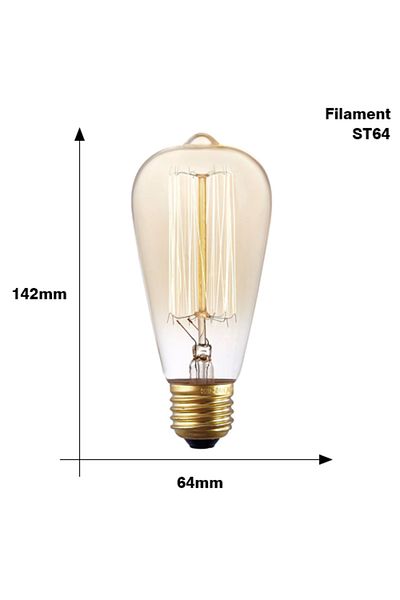 YNL Dimmable 220V ST64 Filament Retro Edison Bulb E27 220V 110V 40W ST64 G80 G95 T10 T45 Dimmable Ampoul