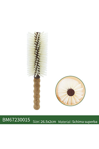 Choice فرشاة شعر دائرية كبيرة من نوع A للنساء، مصنوعة من شعيرات الخنزير، بمقبض من الفلين، مشط تصفيف وتجعيد الشعر، مضاد للكهرباء الساكنة