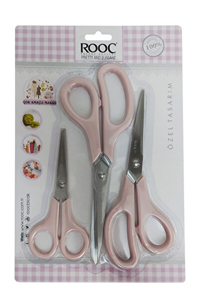 Rooc Çok Amaçlı 3'lü Makas Seti (Pembe)