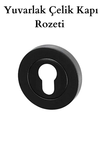 HOBİDABİ Çelik Kapı Rozeti Yuvarlak Siyah Yale 2 Adet